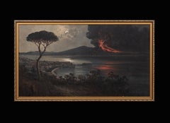 Nocturne Of Mount Vesuvius Erupting, 19th Century Neapolitan School