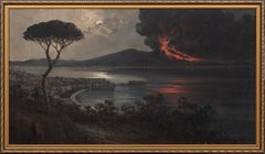 Nocturne Of Mount Vesuvius Erupting, 19th Century Neapolitan School