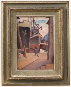 Nolia - Framed 20th Century Oil, A Walk in the Harbour
