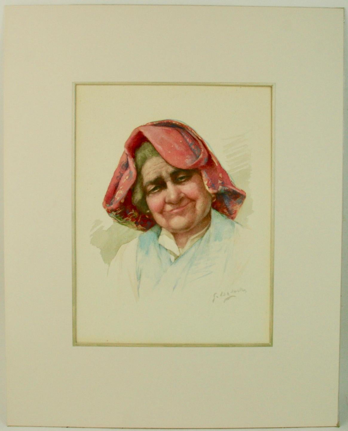 Nonna Italian Portrait 1950 - Painting by Unknown