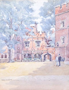 Antique Nora Davison Eton College watercolour c. 1920