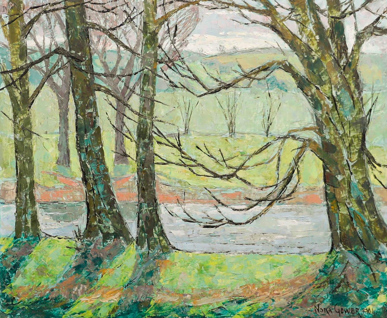 Nora Gower  - 1964 Olio, Sole di primavera - Painting di Unknown