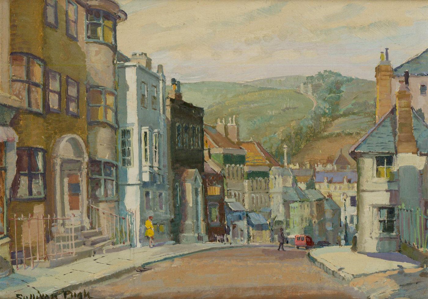 Norbert Sullivan Pugh - Framed 20th Century Oil, Lewes High Street - Painting by Unknown