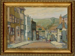Norbert Sullivan Pugh - Gerahmtes Ölgemälde des 20. Jahrhunderts, Lewes High Street, Lewes