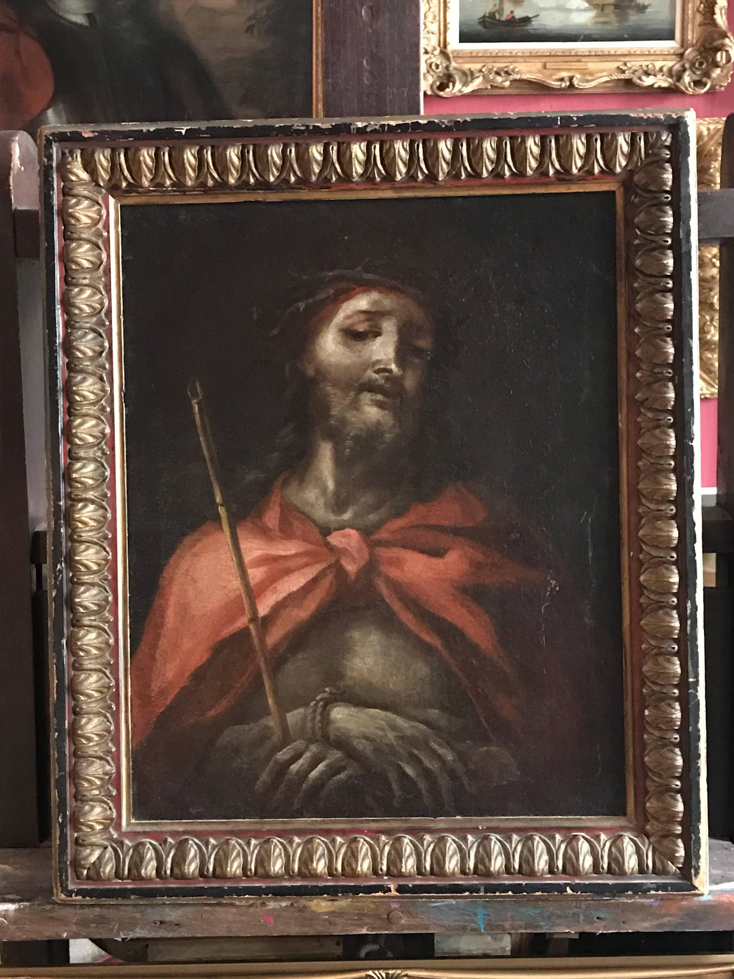Ecce Homo
North Italian School, circa 1600
oil painting on canvas, framed
canvas: 18.5 x 14.5 inches
framed: 21.75 x 18 inches

Provenance: formerly with Christies Auctioneers

Very fine quality Italian Old Master oil painting on canvas, dating to