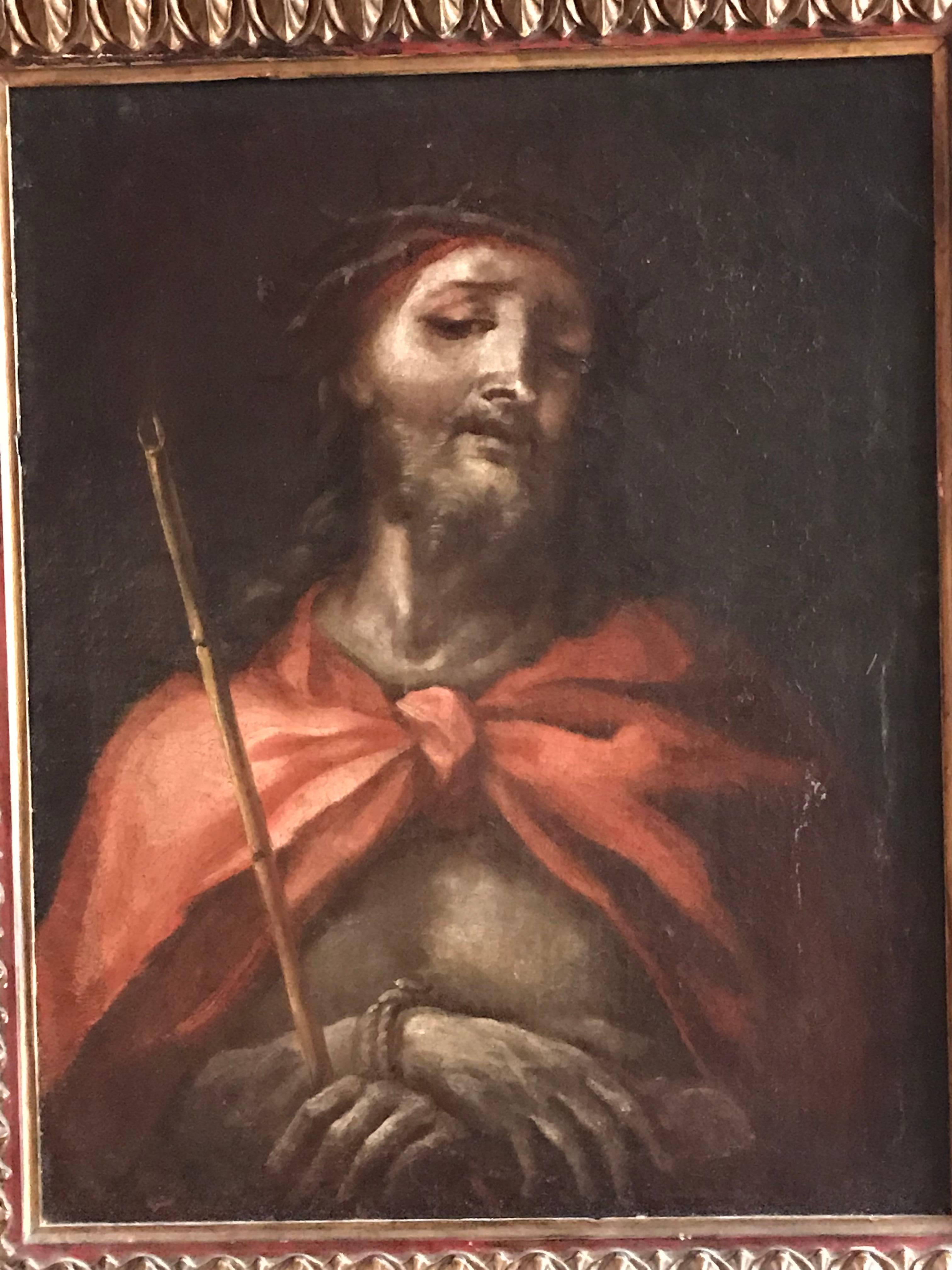 North Italian c.1600's Old Master Oil Painting - Ecce Homo Christ with Thorns 1
