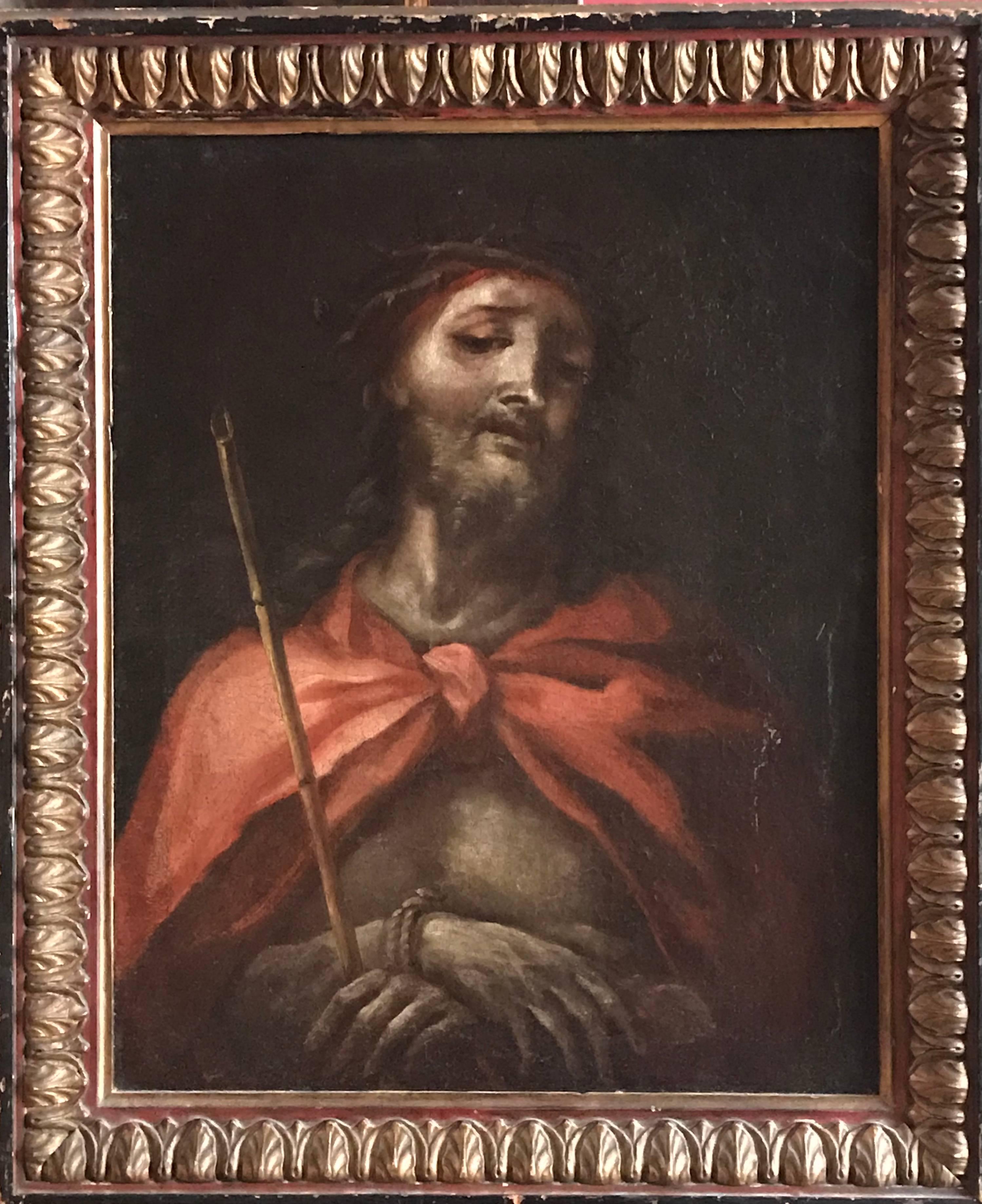 Unknown Portrait Painting - North Italian c.1600's Old Master Oil Painting - Ecce Homo Christ with Thorns