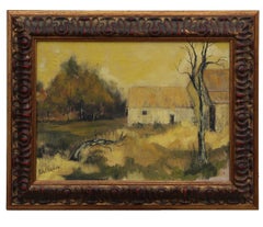 North Western Yellow Tonal Landscape Painting Signed Bollowe