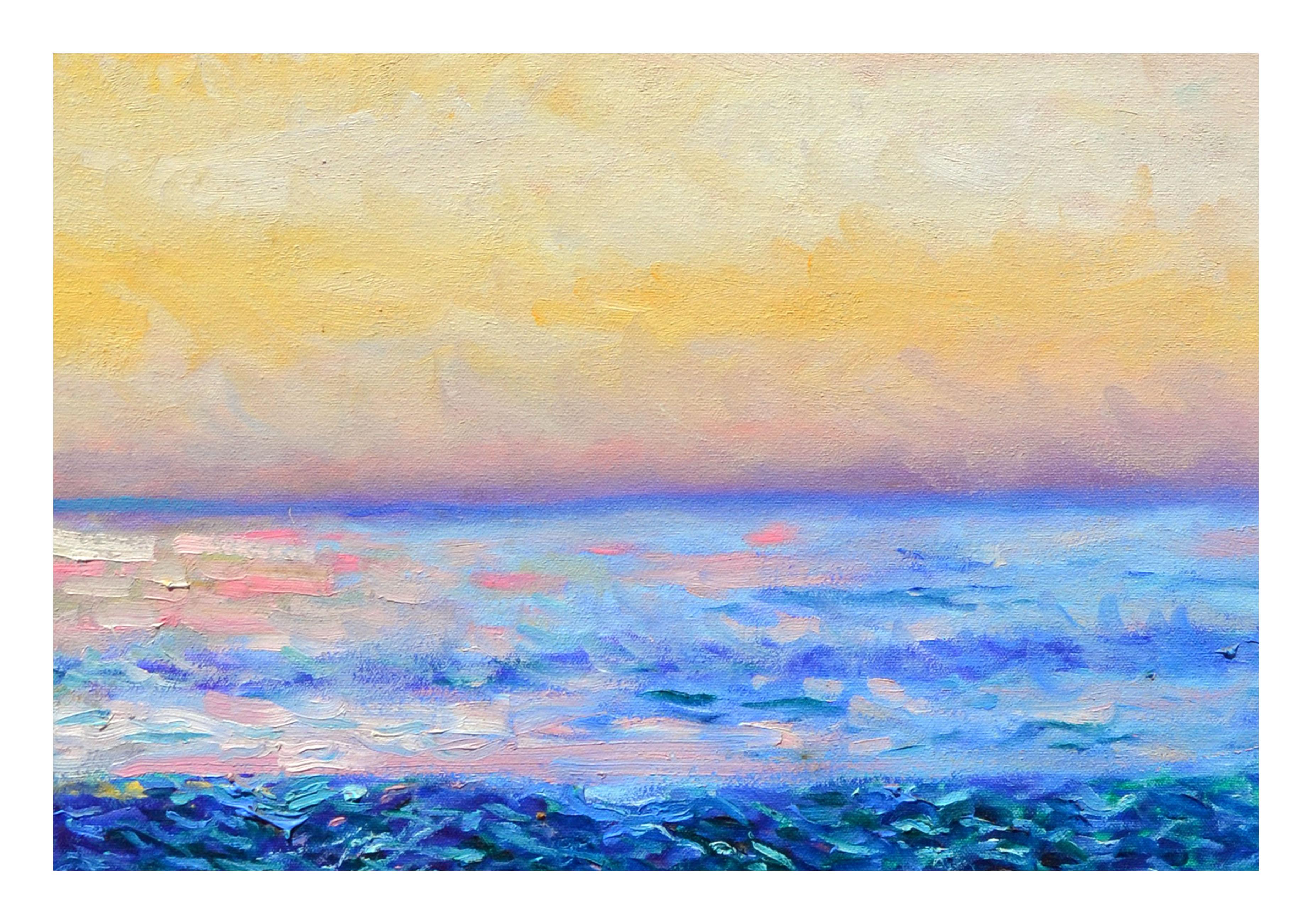 easy ocean sunset painting