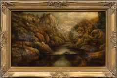 Northern European Romantic painter - 19th century river landscape rocks