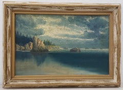 Northwest Rugged Coast Landscape Oil Painting by Chas R. Hall c.1924