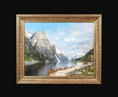 Norwegian Fjord Landscape, 19th century   European School - signed indistinctly