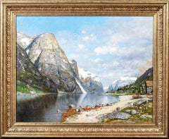 Norwegian Fjord Landscape, 19th century   European School - signed indistinctly 