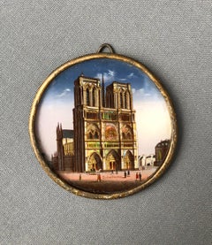 Vintage Notre Dame, Painted Miniature, Souvenir from Paris
