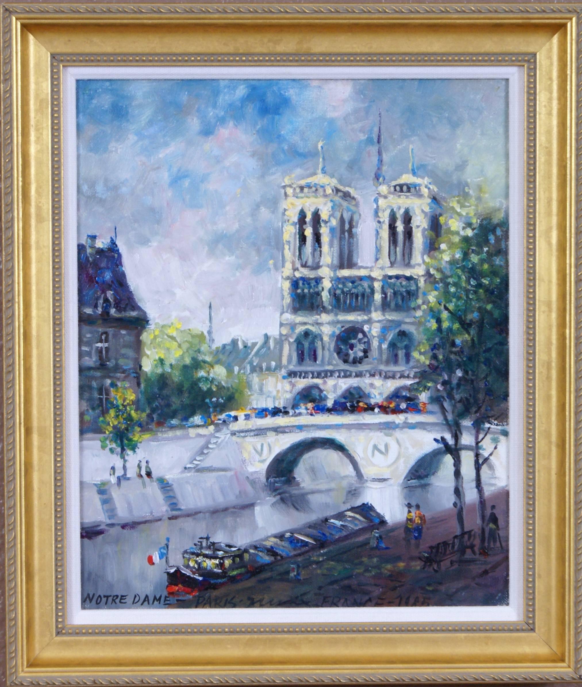 Unknown Figurative Painting - Notre Dame, Paris
