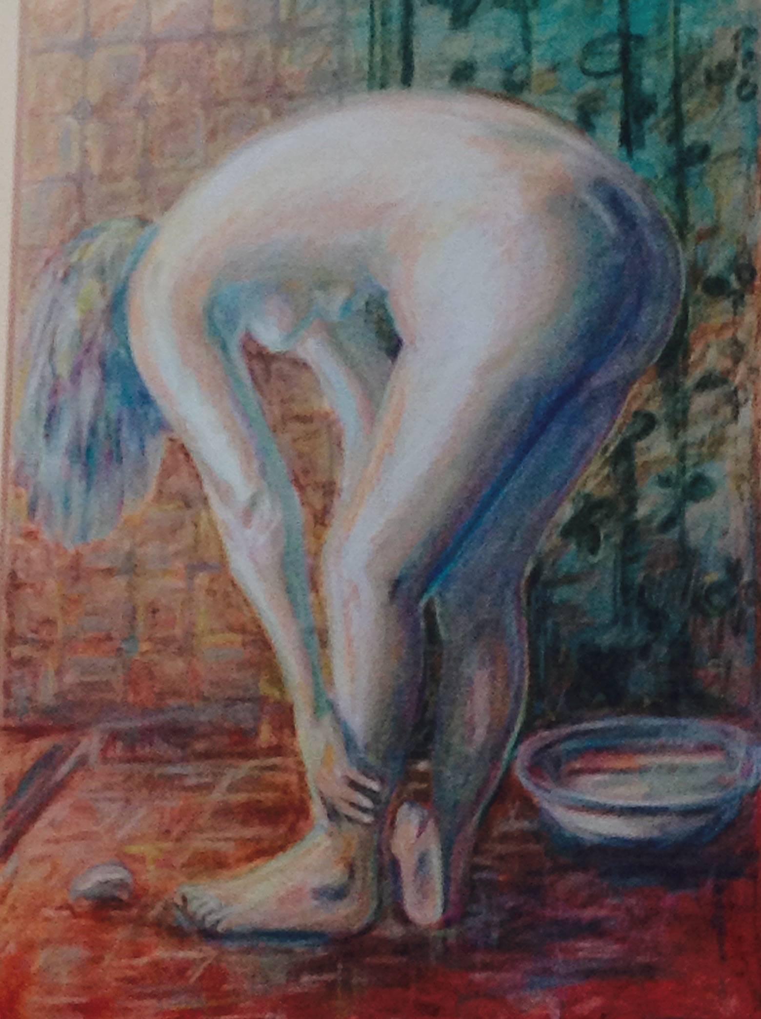 Nude Bather Figurative  - Painting by Unknown