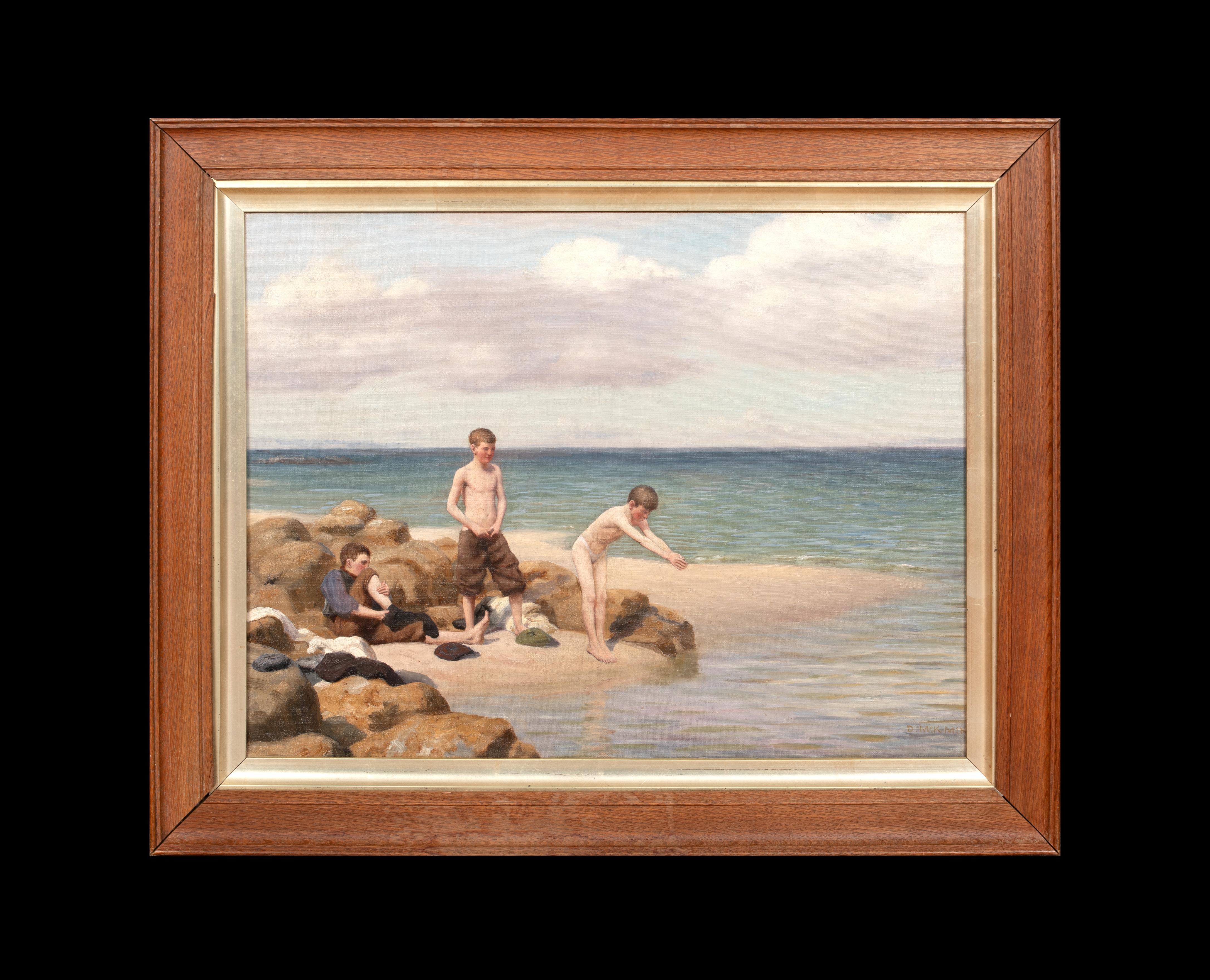 Nude Bathers, 19th Century  School of HENRY SCOTT TUKE (1858-1929) - Painting by Unknown