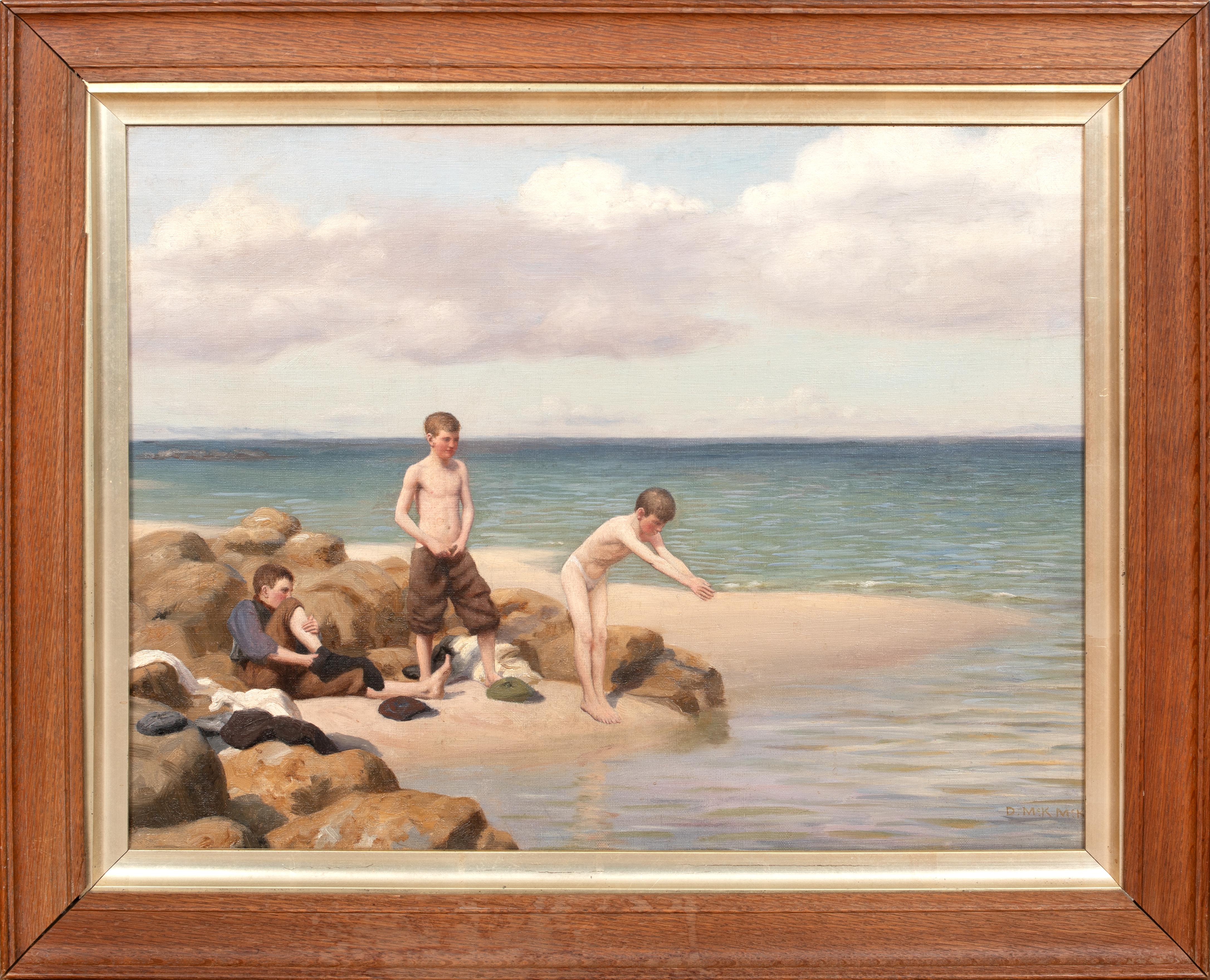 Unknown Nude Painting - Nude Bathers, 19th Century  School of HENRY SCOTT TUKE (1858-1929)