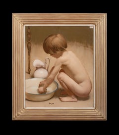 Nude Boy Bathing, early 20th Century  French School - signed indistinctly