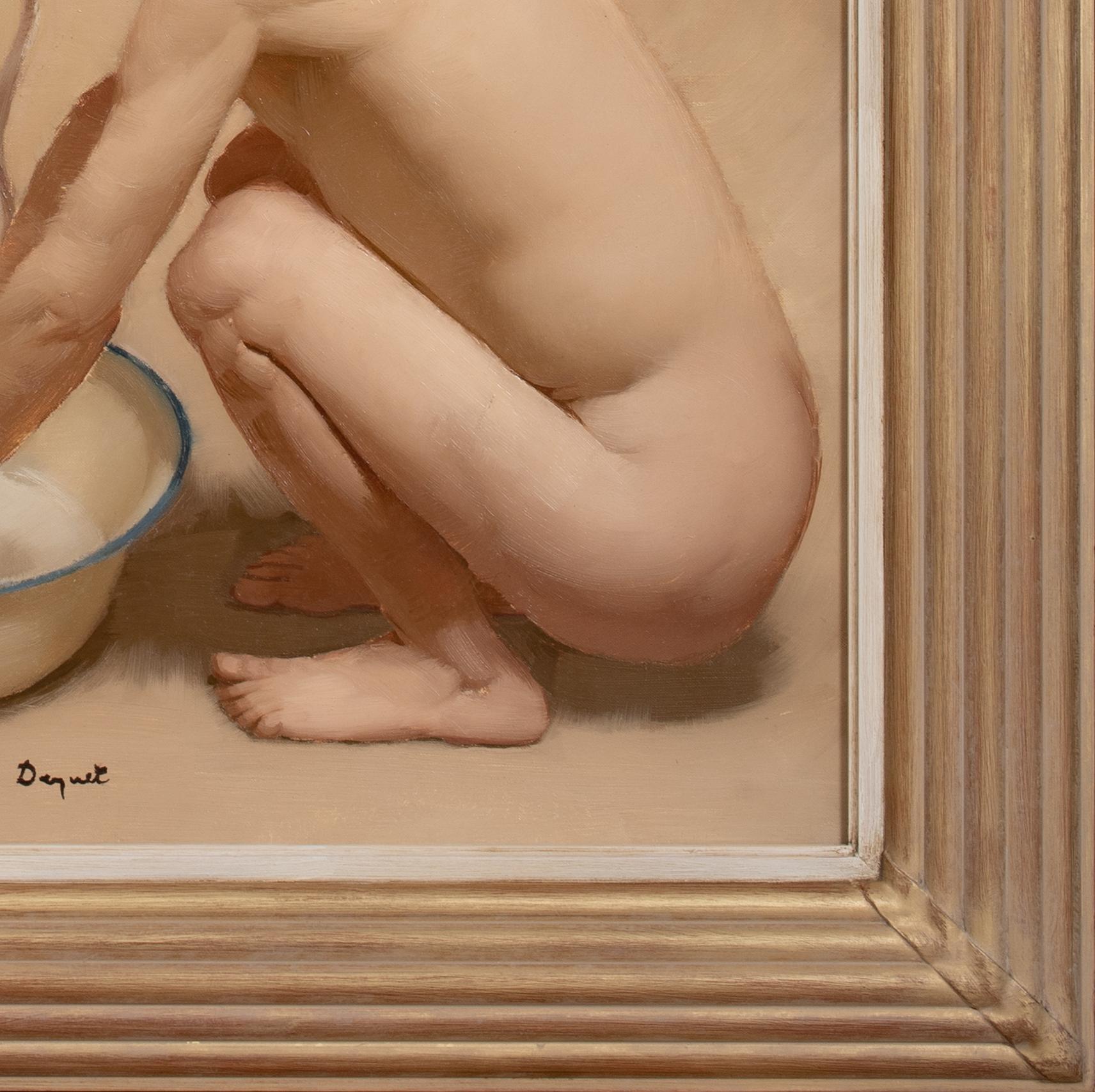Nude Boy Bathing, early 20th Century  French School - signed indistinctly For Sale 1