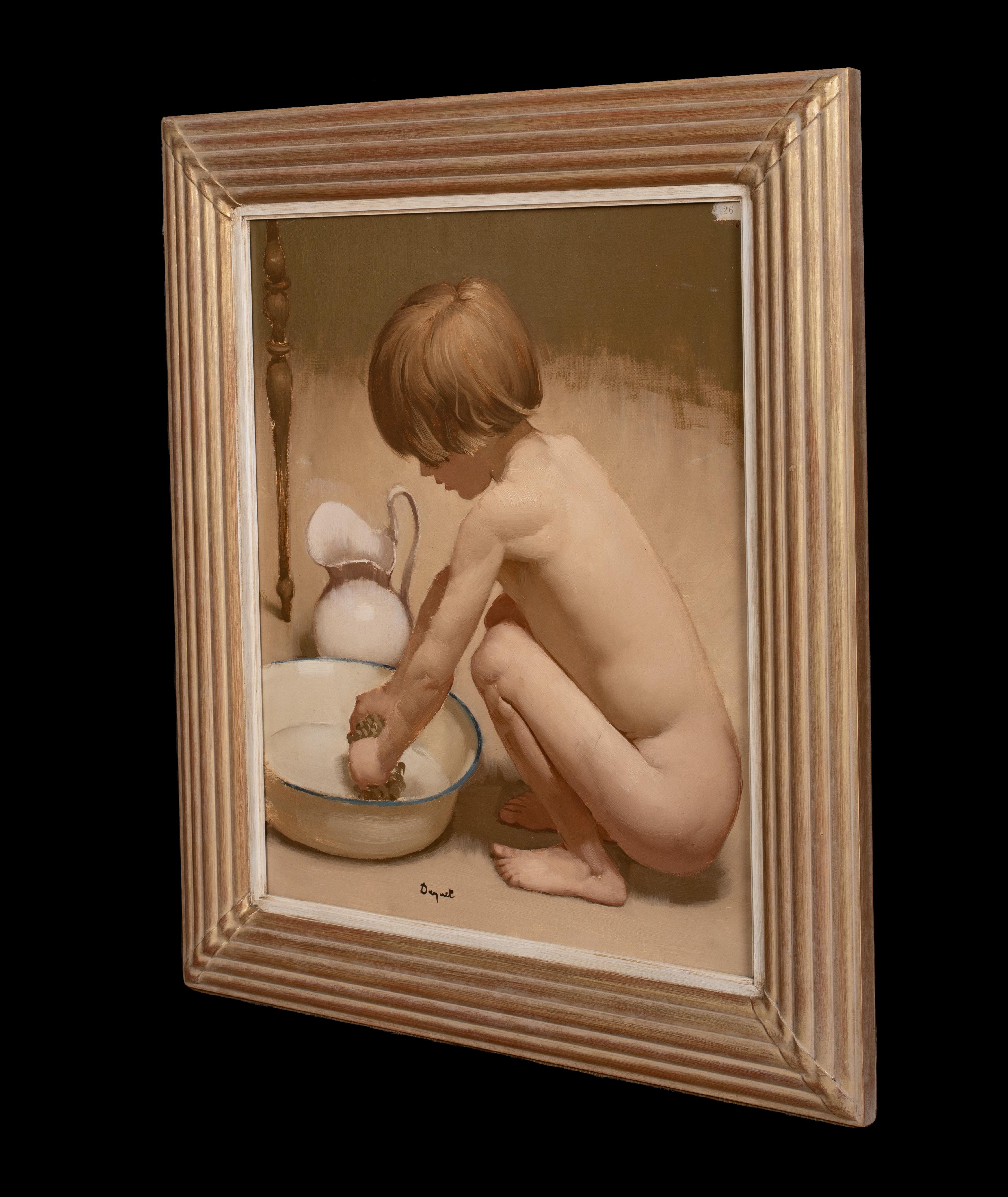 Nude Boy Bathing, early 20th Century  French School - signed indistinctly For Sale 6