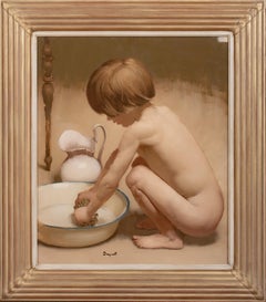 Nude Boy Bathing, early 20th Century  French School - signed indistinctly