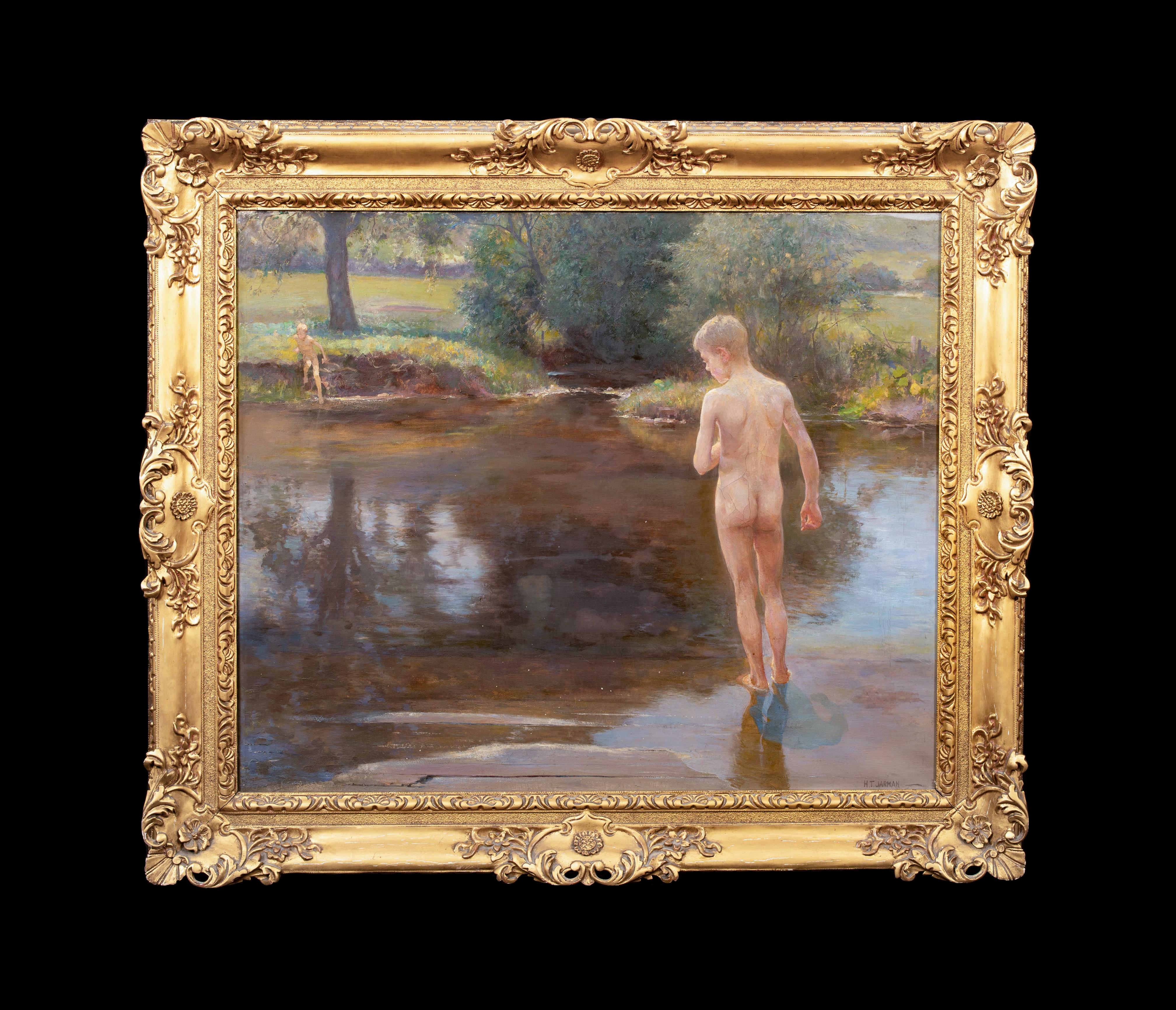 Nude Boys At A Lake, circa 1920  by Henry Thomas Jarman (1871-1956) - Painting by Unknown