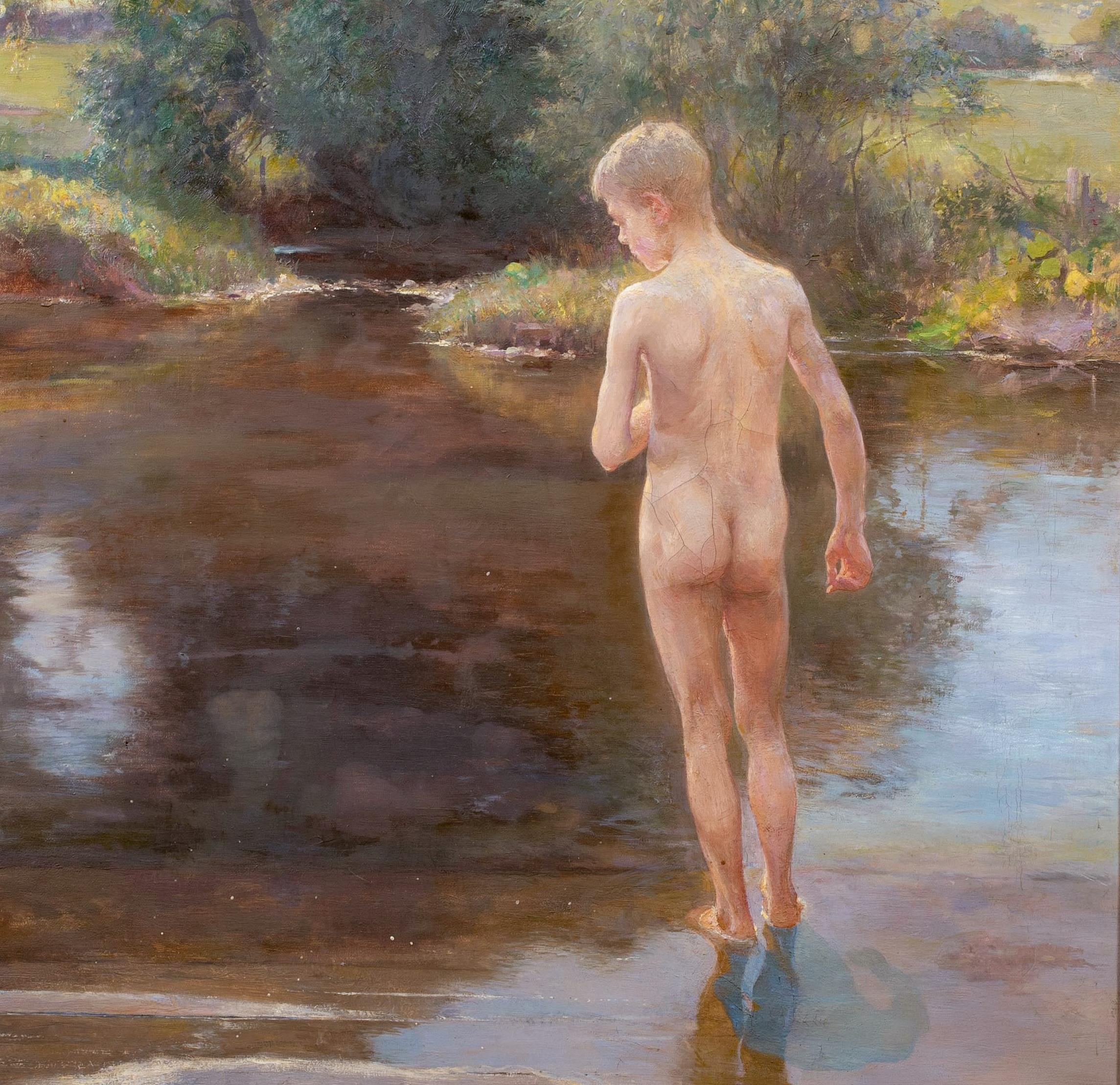 Nude Boys At A Lake, circa 1920  by Henry Thomas Jarman (1871-1956) 2