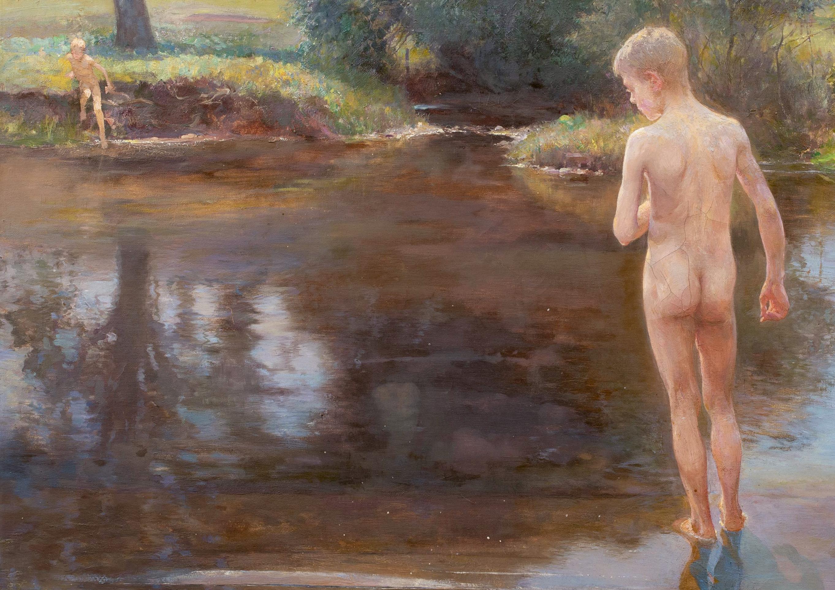 Nude Boys At A Lake, circa 1920  by Henry Thomas Jarman (1871-1956) 3