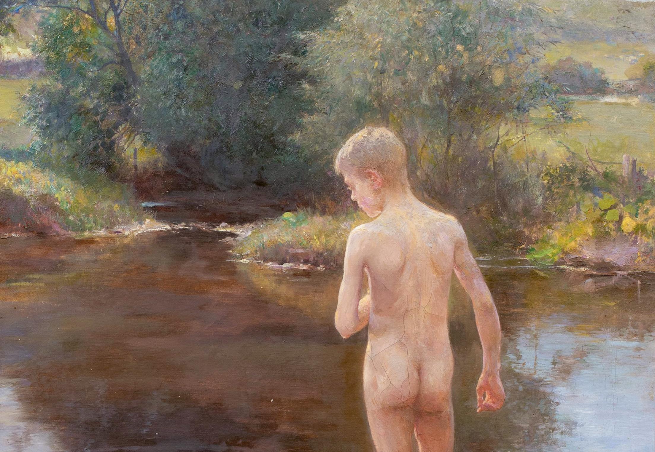 Nude Boys At A Lake, circa 1920  by Henry Thomas Jarman (1871-1956) 5