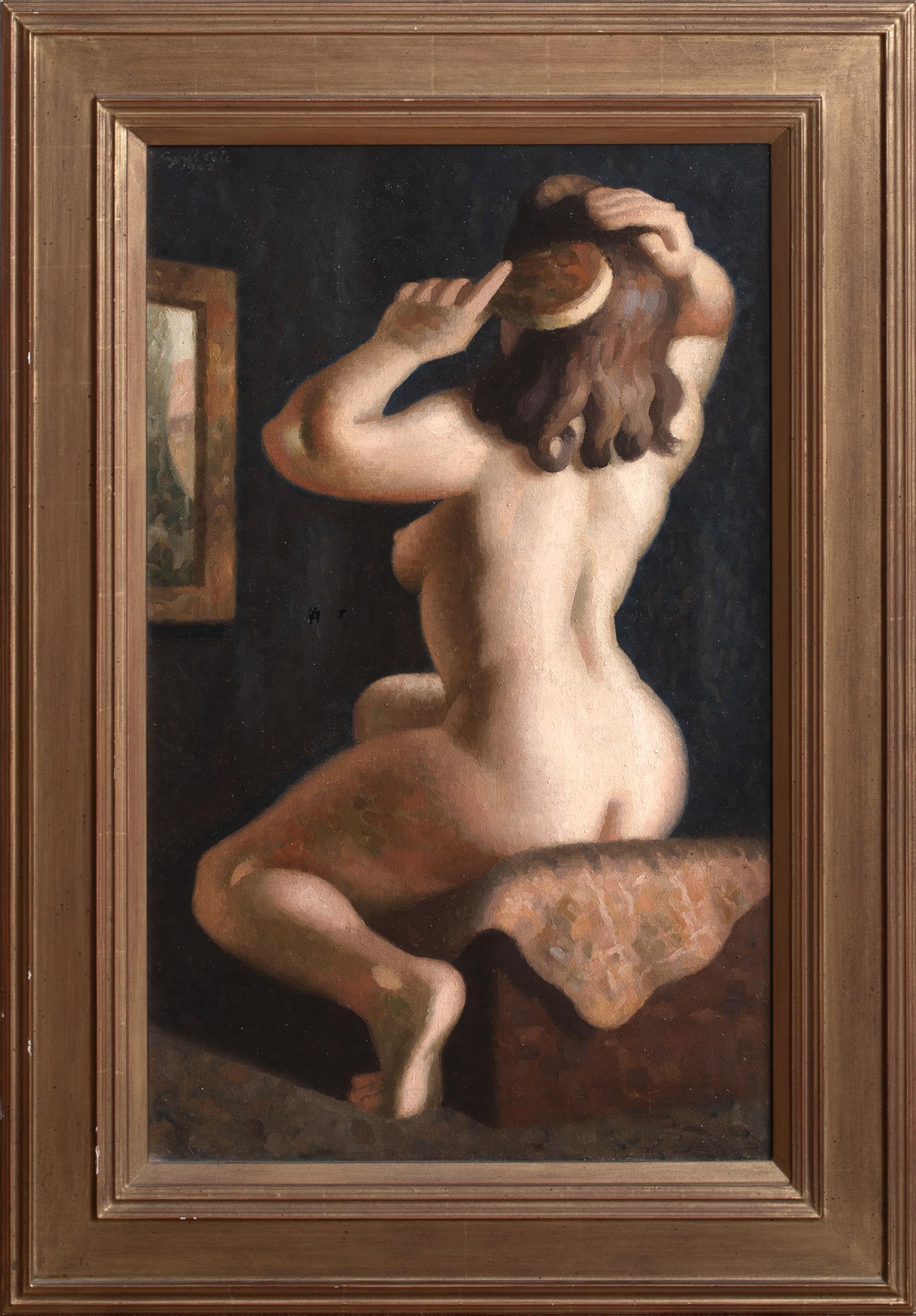 Unknown Portrait Painting - Nude Brushing Her Hair, dated 1942 by CYRIL COLE (British)
