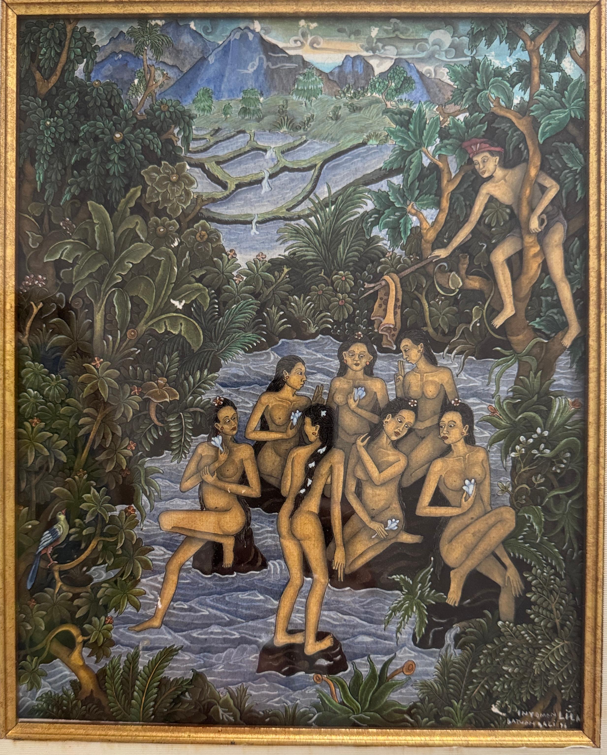 Nude Painting de Unknown - Mujeres Exóticas Desnudas Bañándose En Un Río Por  INYOMAN LILA BATUMAN