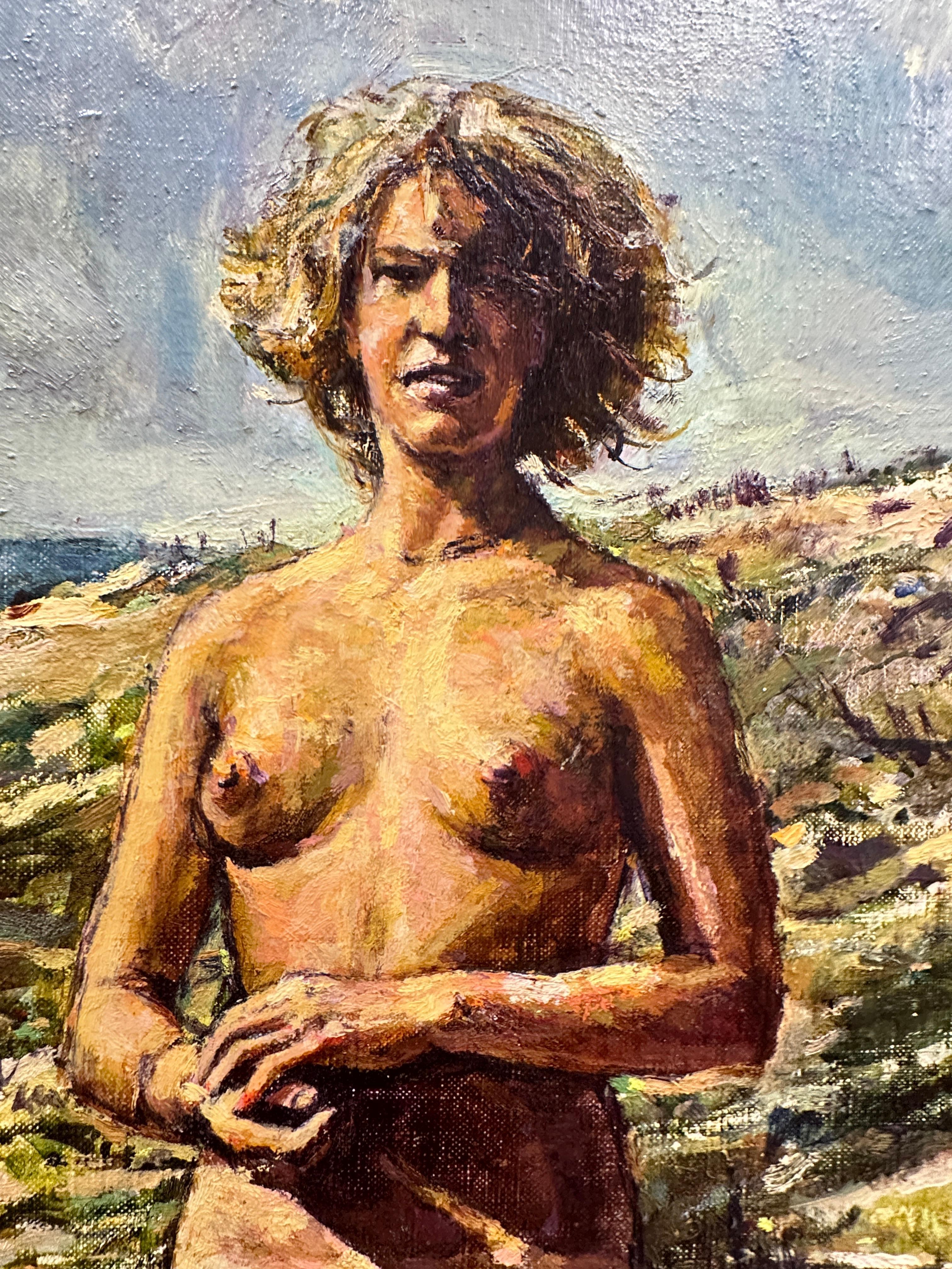 Il dipinto rivela una donna nuda, la cui aura trasuda sicurezza di sé. Si trova in piedi sul terreno accidentato di una montagna rocciosa. L'opera è elegante, priva di qualsiasi accenno di erotismo. Si tratta invece di una celebrazione della
