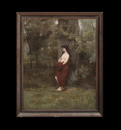 Jeune fille nue dans une forêt 19e siècle attribué à Jean-Jacques Henner (1829-1905)