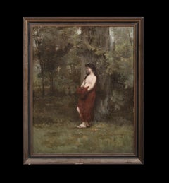 Nude Girl In A Forest 19th Century attributed to Jean-Jacques Henner (1829-1905)