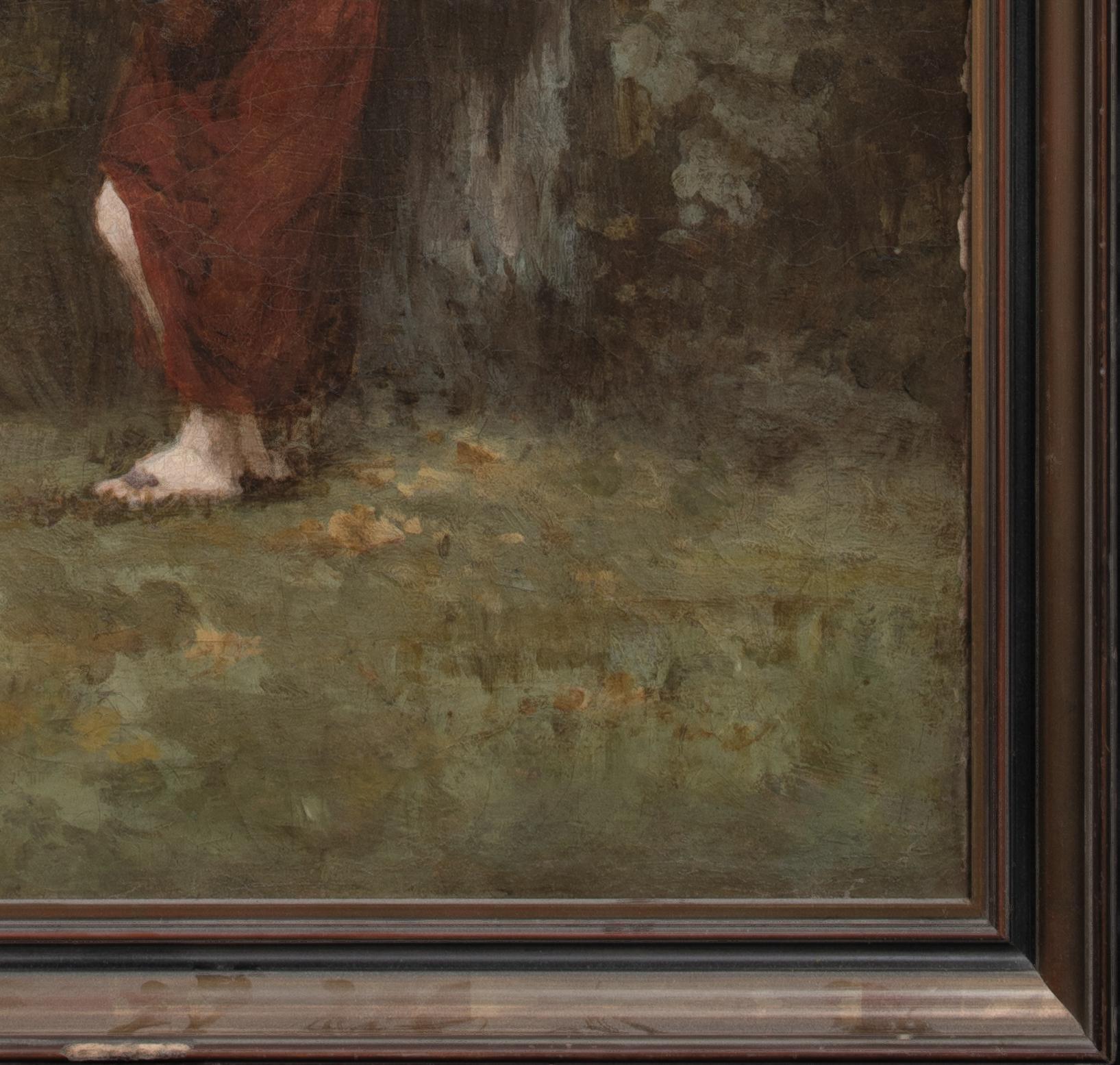 Nacktes Mädchen im Wald, 19. Jahrhundert

wird Jean-Jacques Henner (1829-1905) zugeschrieben

Große 19. Französisch Impressionist Porträt eines nackten Mädchens in einem Wald, Öl auf Leinwand zugeschrieben Jean-Jacques Henner. Gute Qualität und