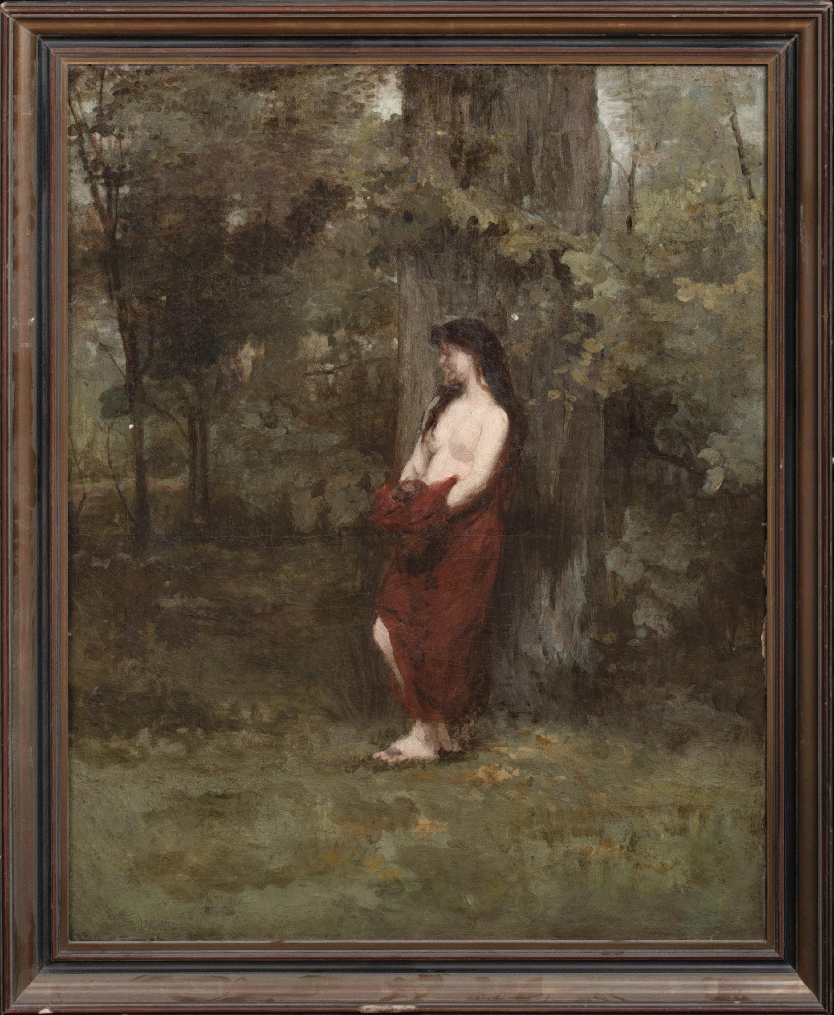 Unknown Portrait Painting - Nude Girl In A Forest 19th Century attributed to Jean-Jacques Henner (1829-1905)