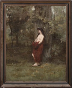 Jeune fille nue dans une forêt 19e siècle attribué à Jean-Jacques Henner (1829-1905)