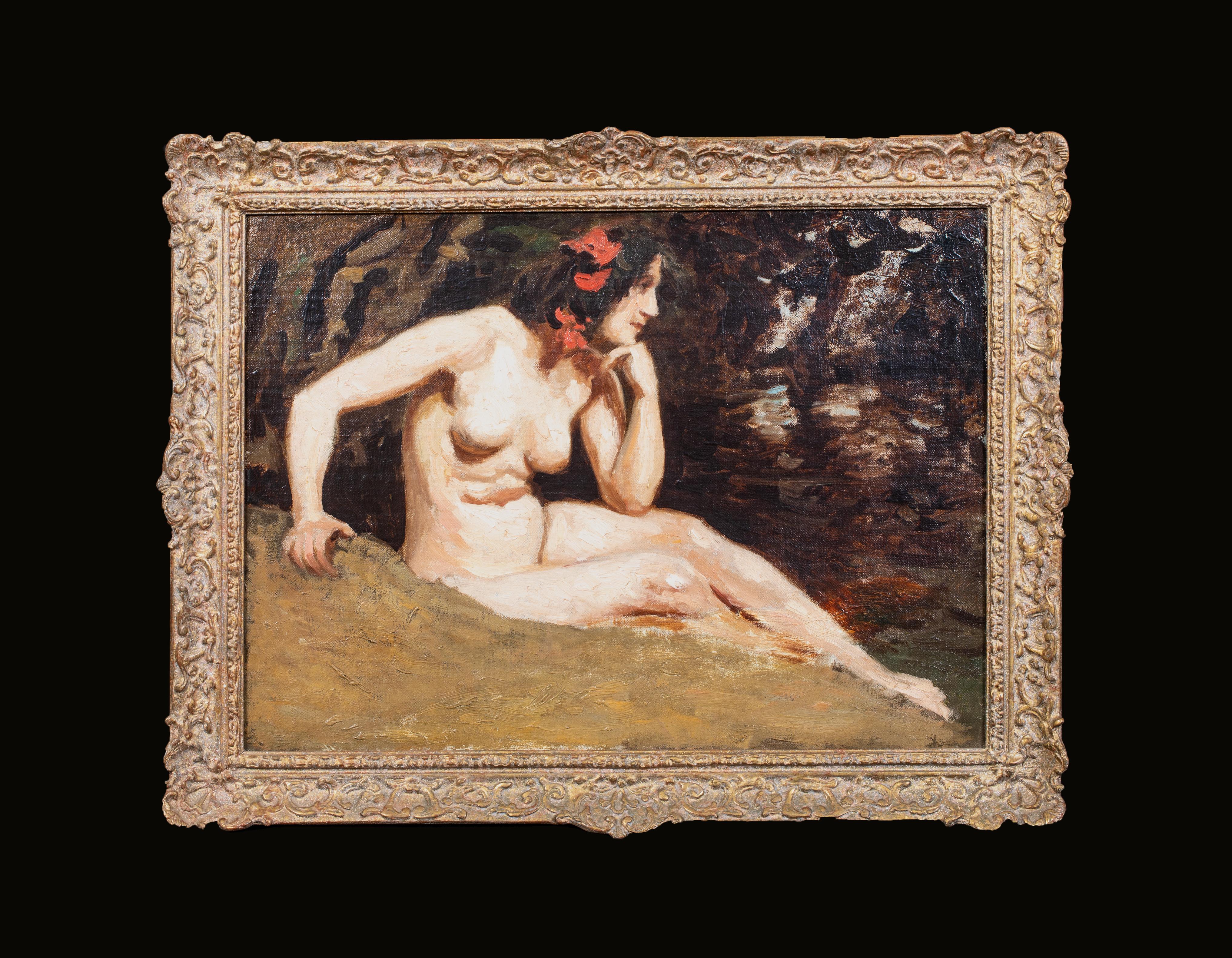 Nude Lady In A Woodland, 19th Century  by Edwin Nichol (1855-1923) - Painting by Unknown