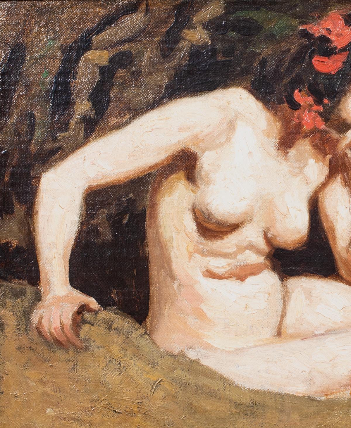 Nude Lady In A Woodland, 19th Century  by Edwin Nichol (1855-1923) 2