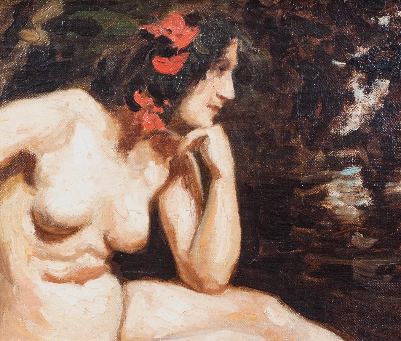 Nude Lady In A Woodland, 19th Century  by Edwin Nichol (1855-1923) 3
