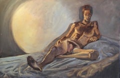 Nude Male Portrait Original Oil Painting Pastel Colour Palette