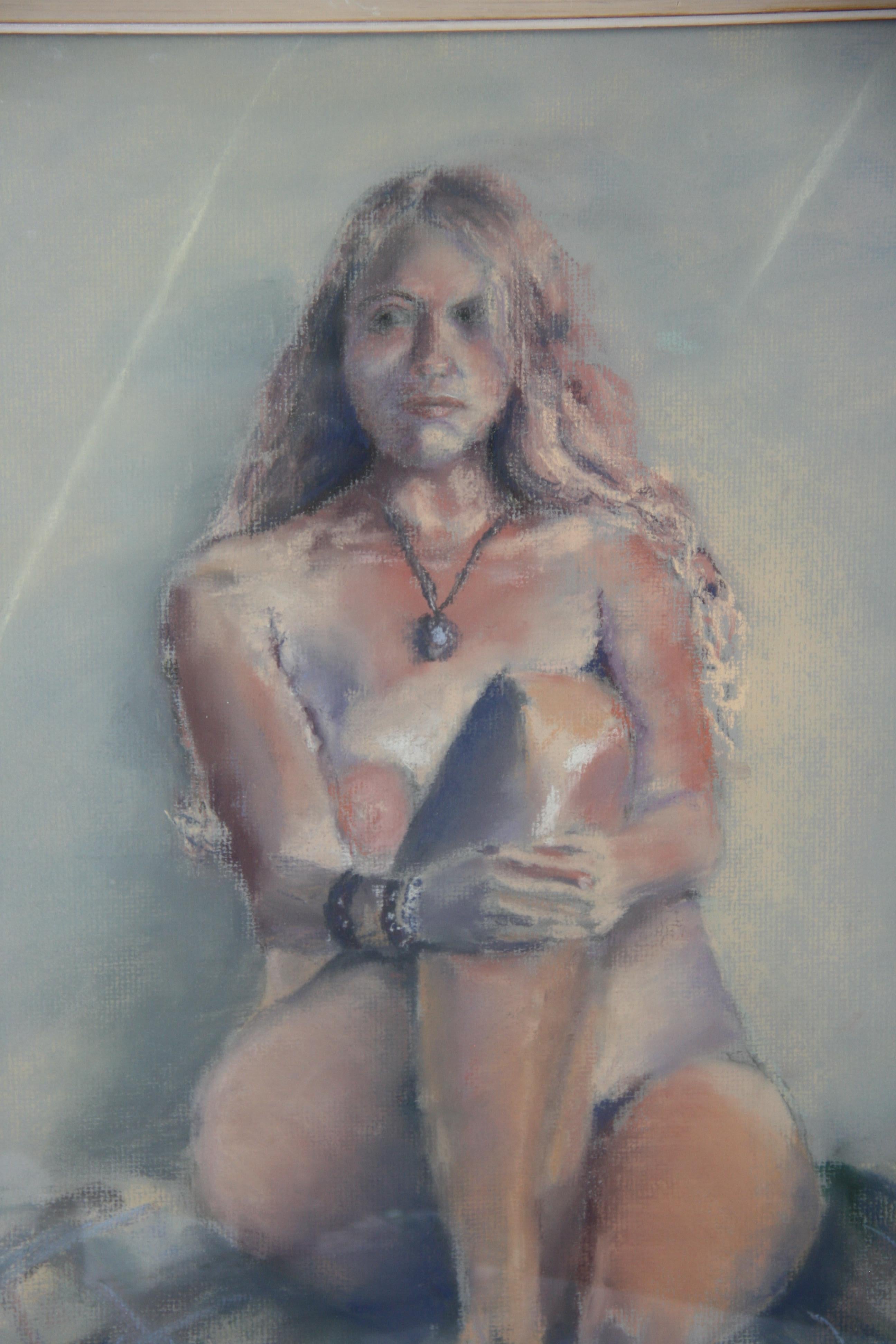 Nude Oil Pastel by Kery Vickers For Sale 6