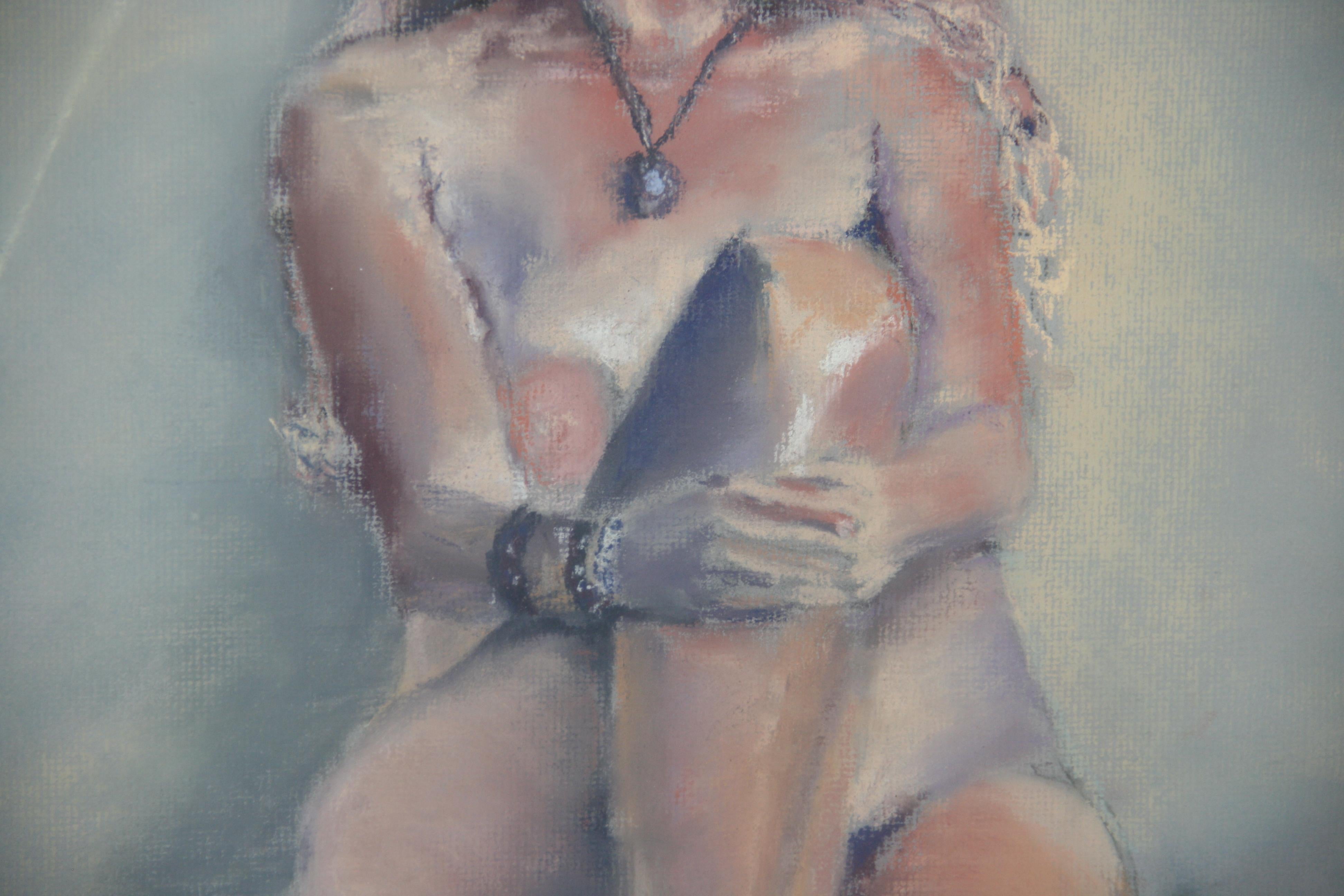 Nude Oil Pastel by Kery Vickers For Sale 8