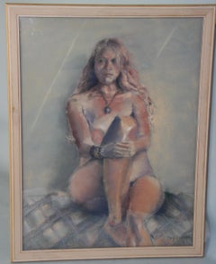 Vintage Nude Oil Pastel by Kery Vickers