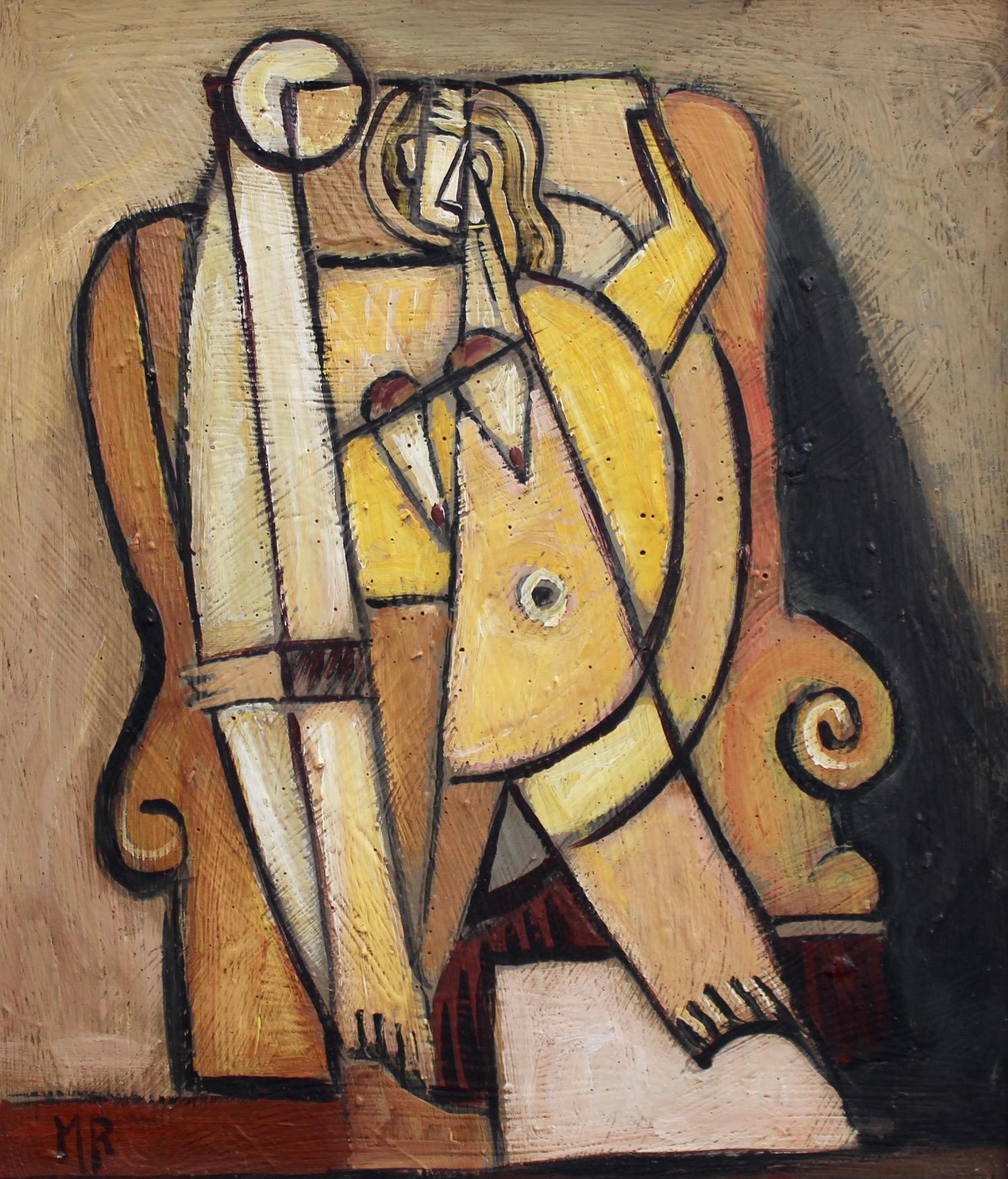 Unknown Portrait Painting - 'Nude Seated on Armchair', Berlin School 