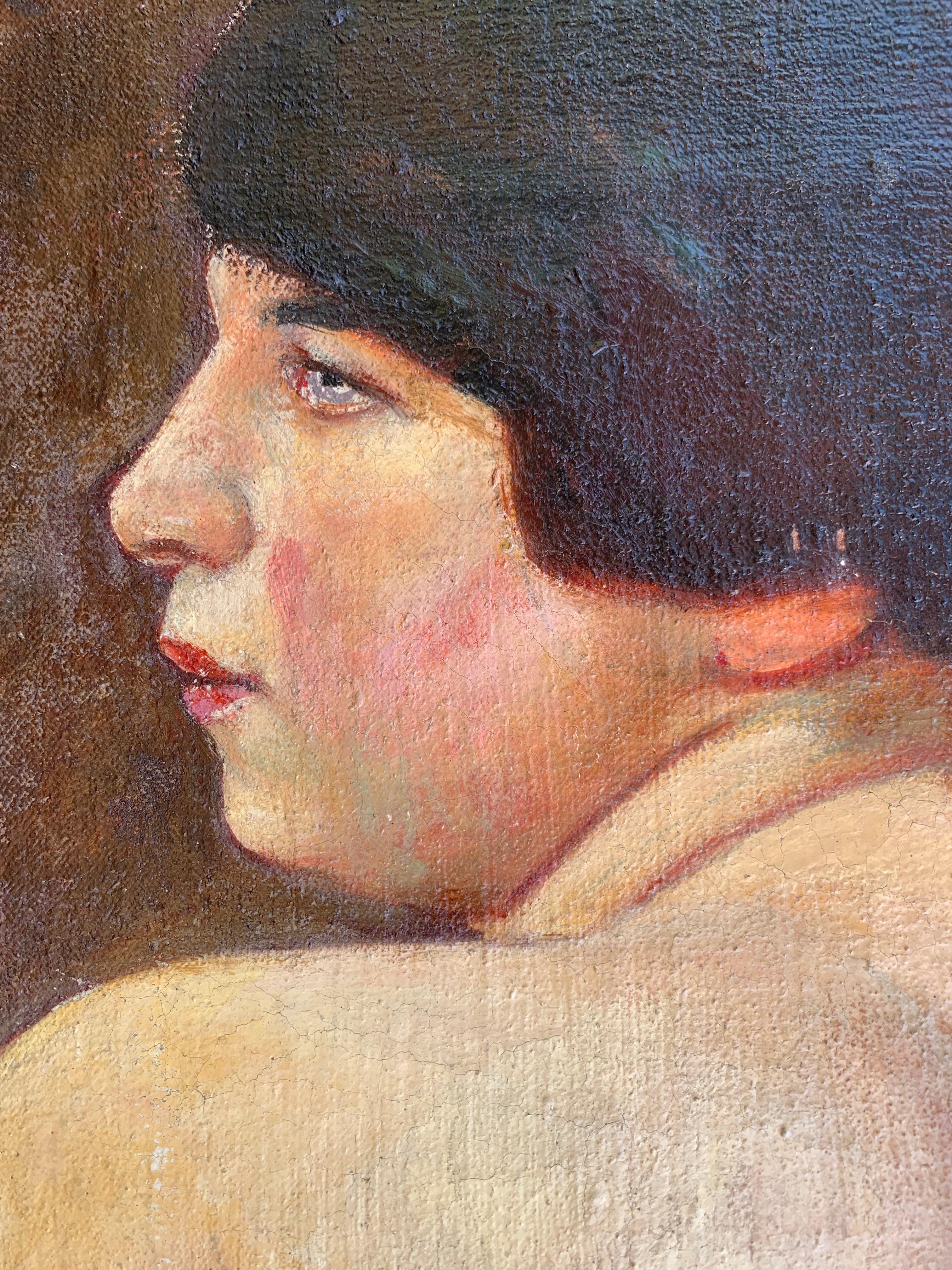 Femme nue - Marron Nude Painting par Unknown