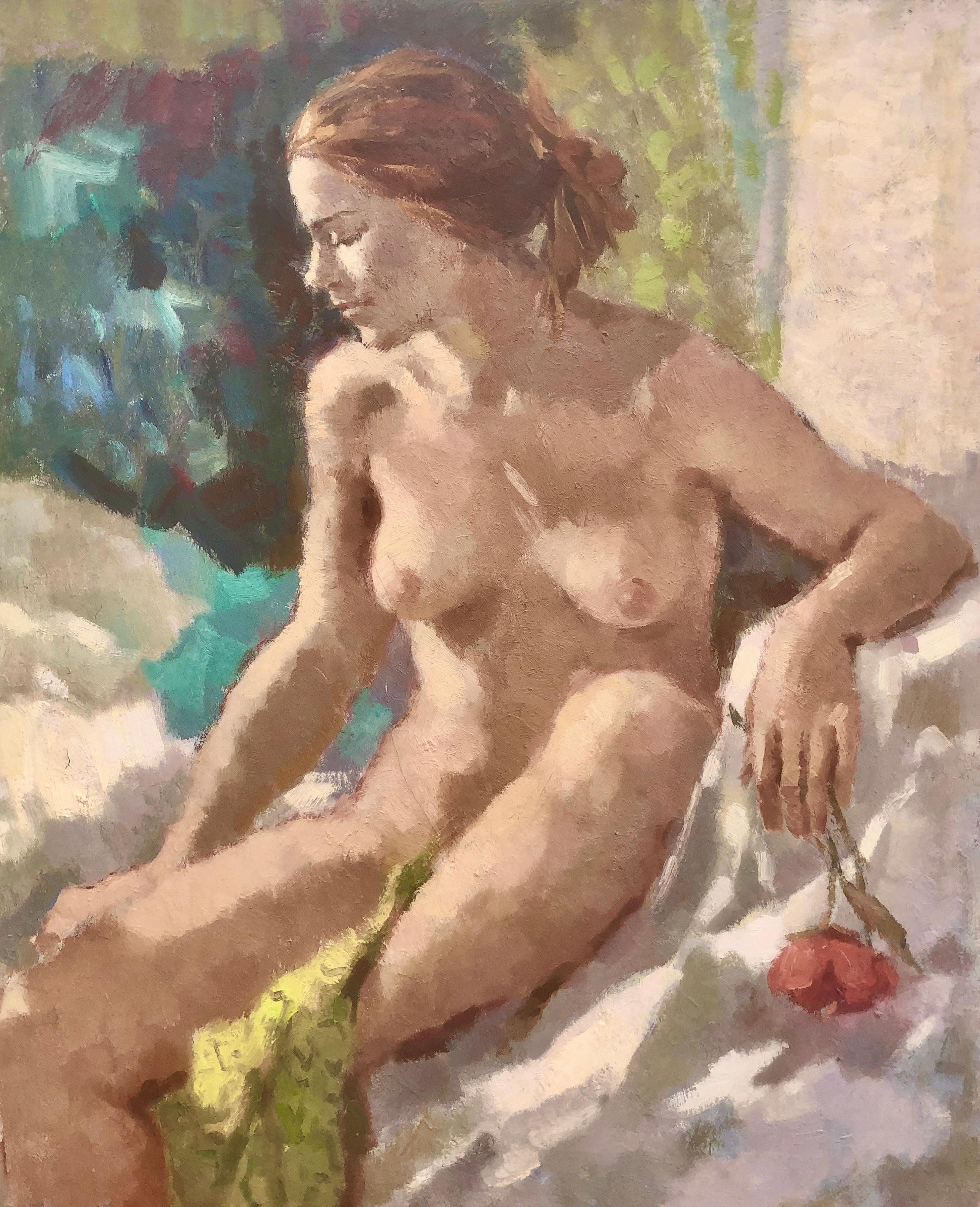 Nude Painting di Unknown - Nudo di donna dipinto olio su tela Spanish School