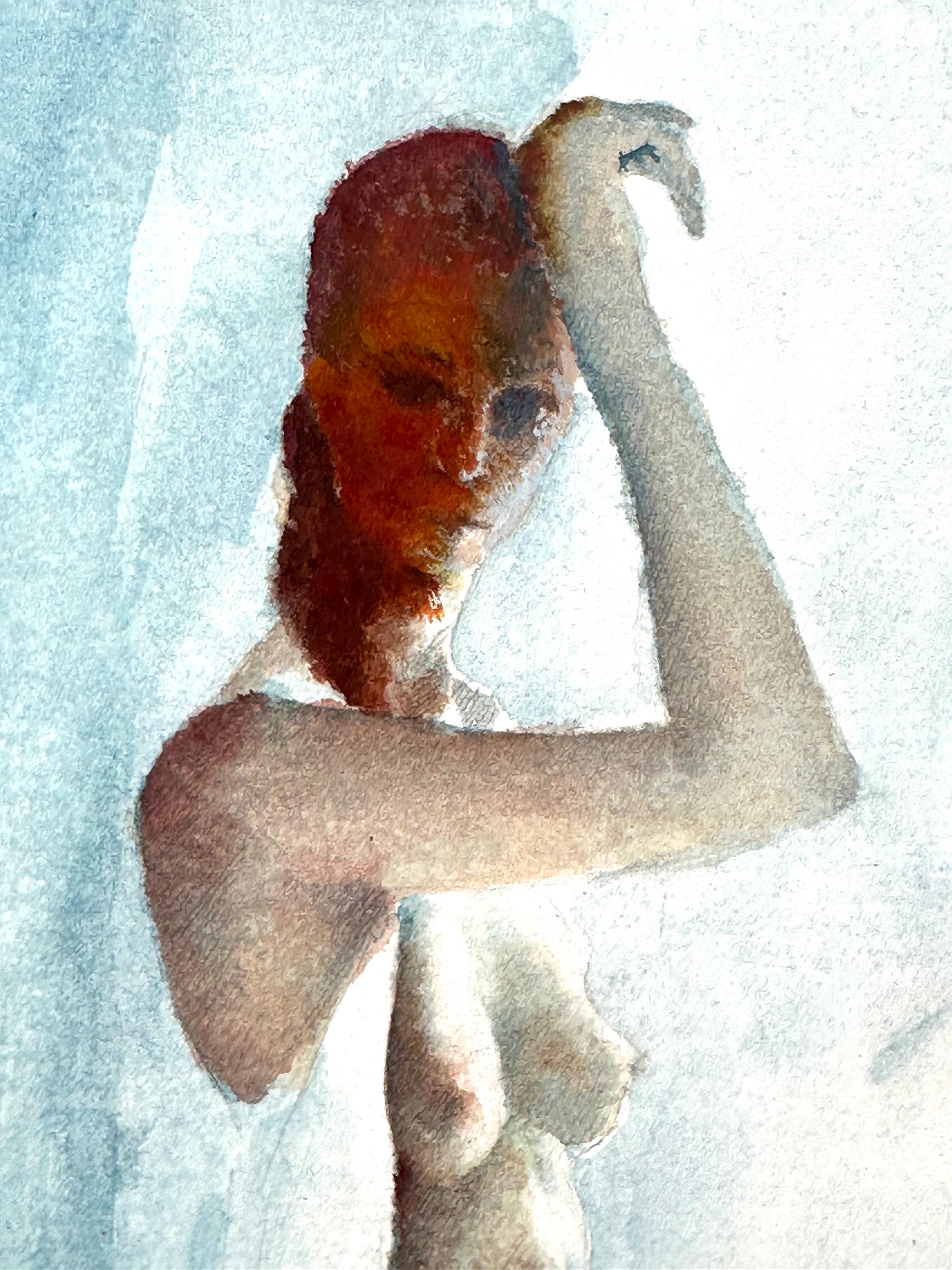 Ritratto di donna nuda - Figurative Painting Grigio di Unknown