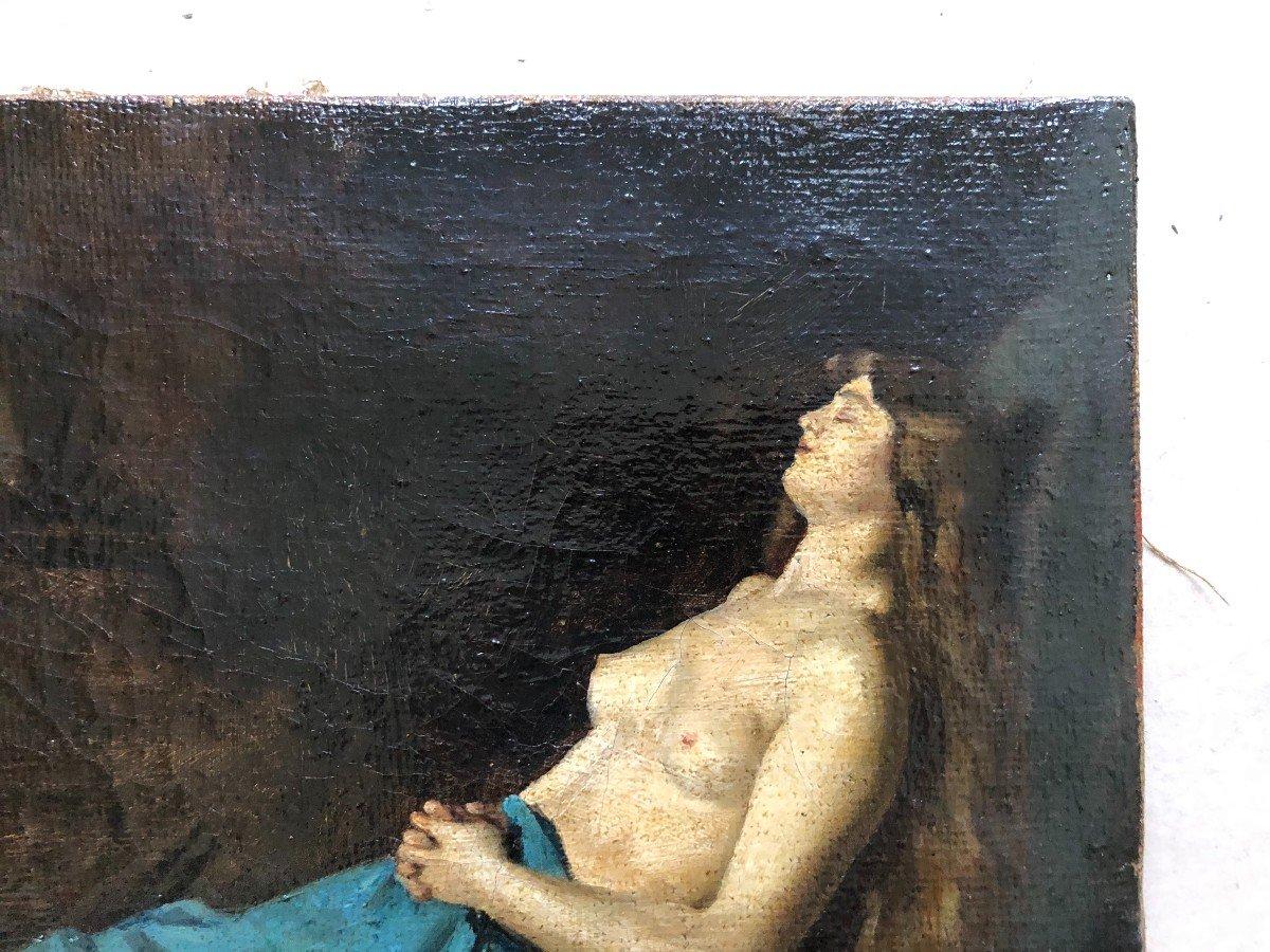 Nude woman resting, original antique oil on canvas, French Romantic School 2